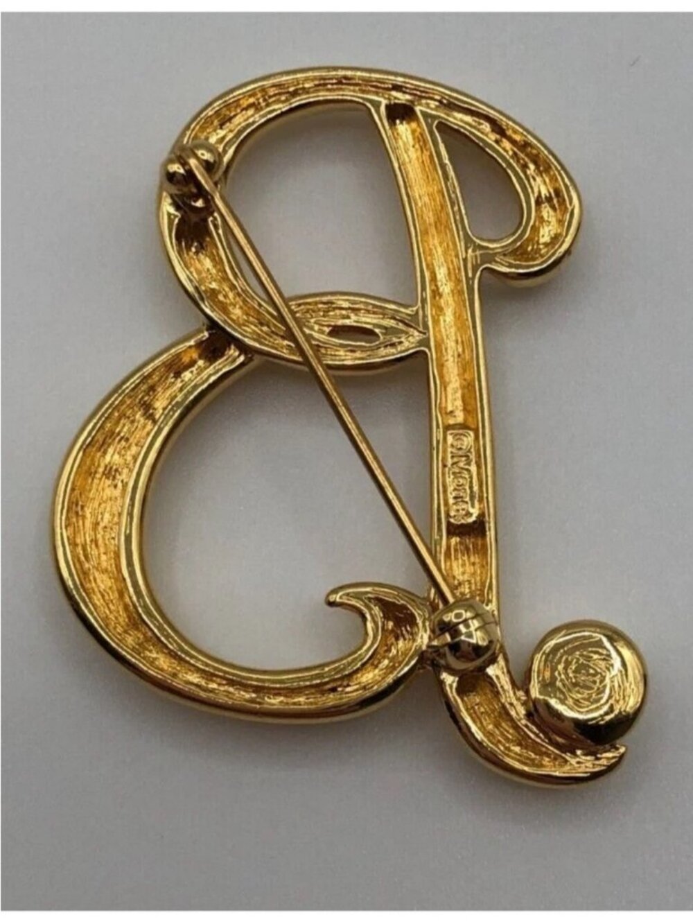 Monet Script Letter "B" Modernist With Rhinestone Brooch Pin Signed - Picture 9 of 12